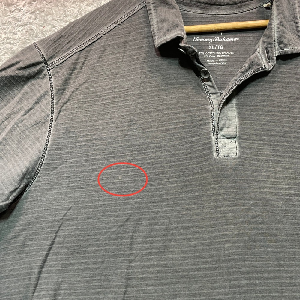 Tommy Bahama Mens XL Gray Slub Cotton Spandex Short Sleeve Polo Shirt - Picture 7 of 9